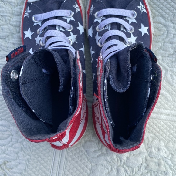 Converse Chuck Taylor All Star High Cut Sneakers American Flag design Junior sz3 - Picture 8 of 9